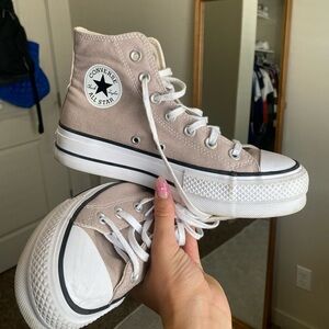 High Top Converse Beige Pink Color